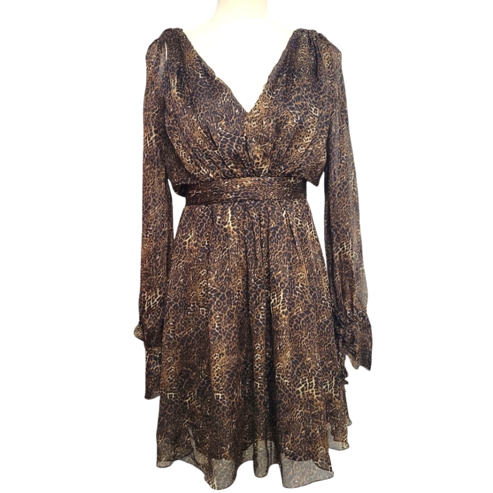 Kurt Thomas Lepard Print Silk Mini Dress Size 0
